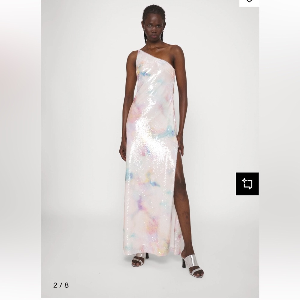 Monique Lhuillier Pastel One-Shoulder Dress - Picture 2 of 11